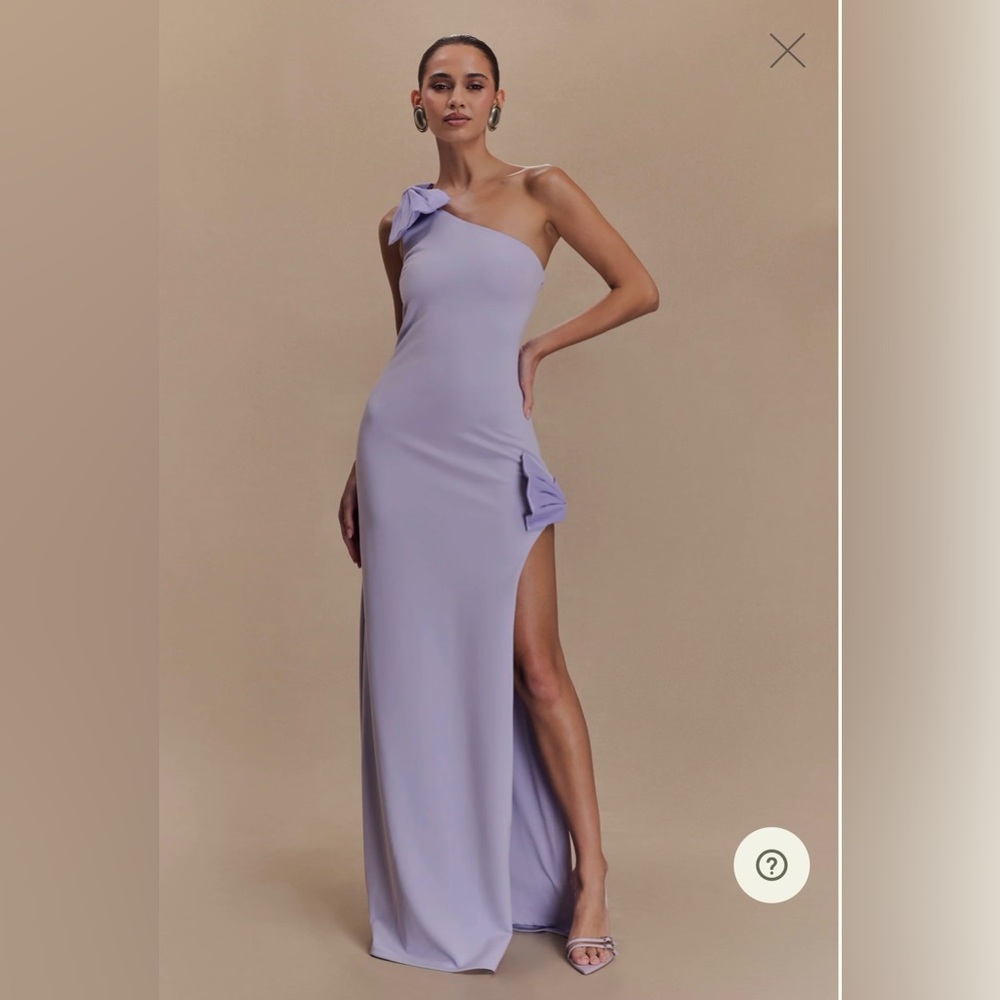 Meshki Lilac Asymmetrical One Shoulder Gown - Picture 5 of 7